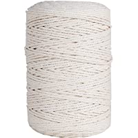 HUTHIM Macrame Cuerda 3mm x 260m- 100% Algodó Cordel Hilo Natural- para Macramé Colgador de Plantas DIY Artesanía…